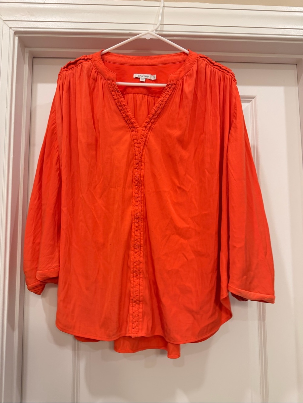 Chico's Bright Orange Peasant Blouse
